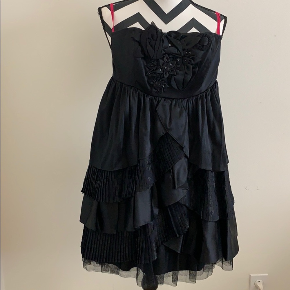 Black satin tulle strapless Betsey Johnson dress